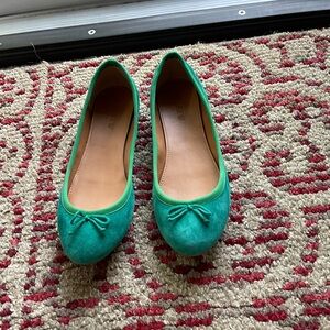 J.Crew suede Green Ballet Flats